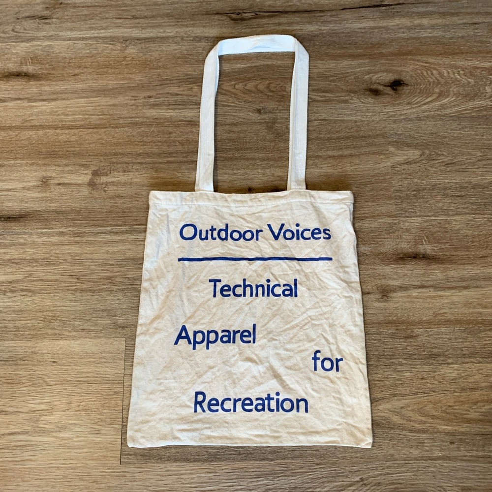 Outdoor Voices Technical Apparel for Recreation Canvas Tote Bag Cream Blue
